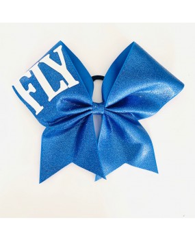 Noeud Cheerleading Bleu "FLY" Pailleté Tissu gros grain 7’'