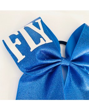 Noeud Cheerleading Bleu "FLY" Pailleté Tissu gros grain 7’'